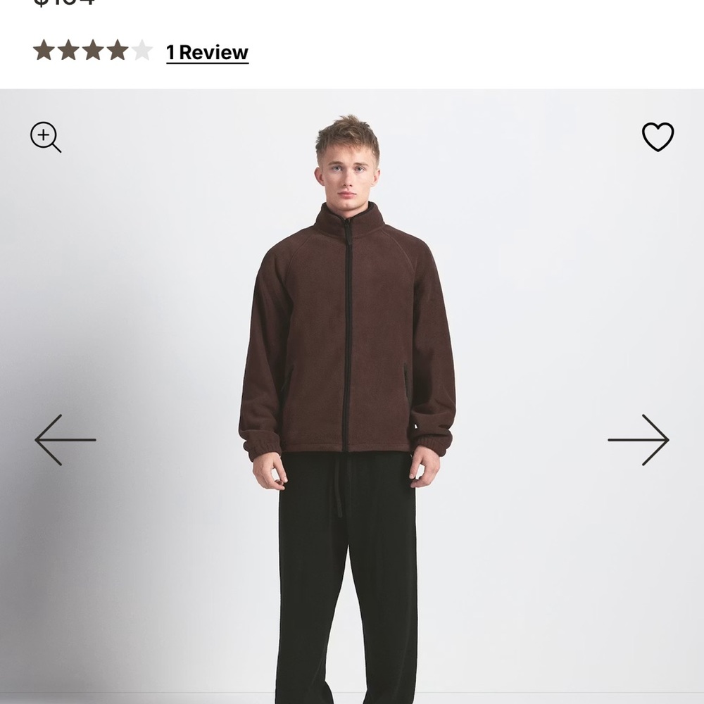 Skims Men's Brown Full-Zip Artic Fleece Jacket